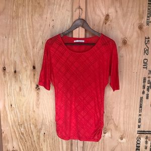 Maurices Women’s Size S Red Sheer Short Sleeve Top